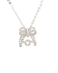 18K White Gold Bows Dancing Stone Diamond Necklace