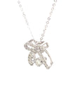 18K White Gold Bows Dancing Stone Diamond Necklace