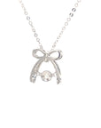 18K White Gold Bows Dancing Stone Diamond Necklace