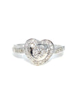 18K White Gold Max Heart Lotus Illusion Diamond Ring
