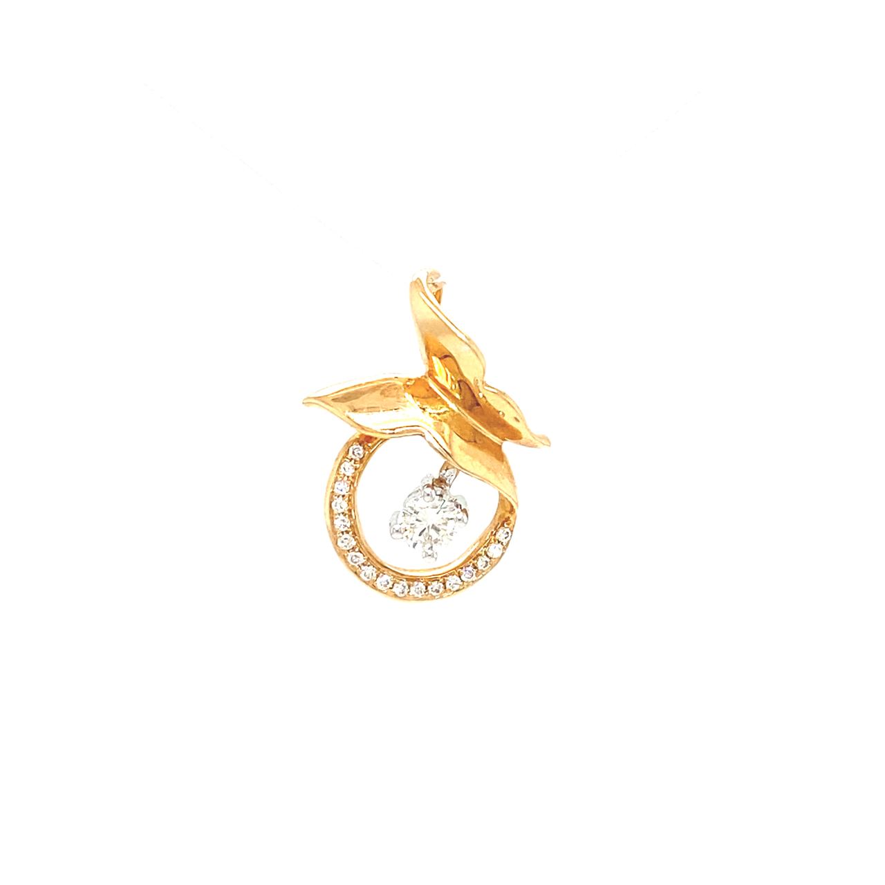 18K Rose Gold Butterfly Round Diamond Charms Pendant