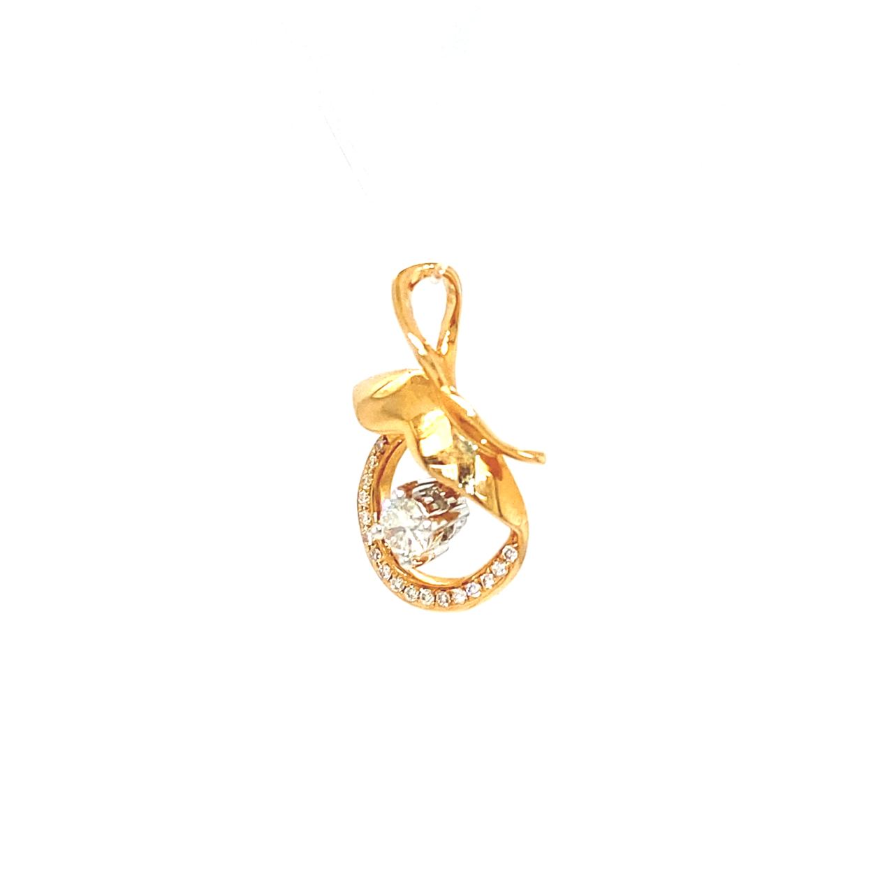 18K Rose Gold Butterfly Round Diamond Charms Pendant