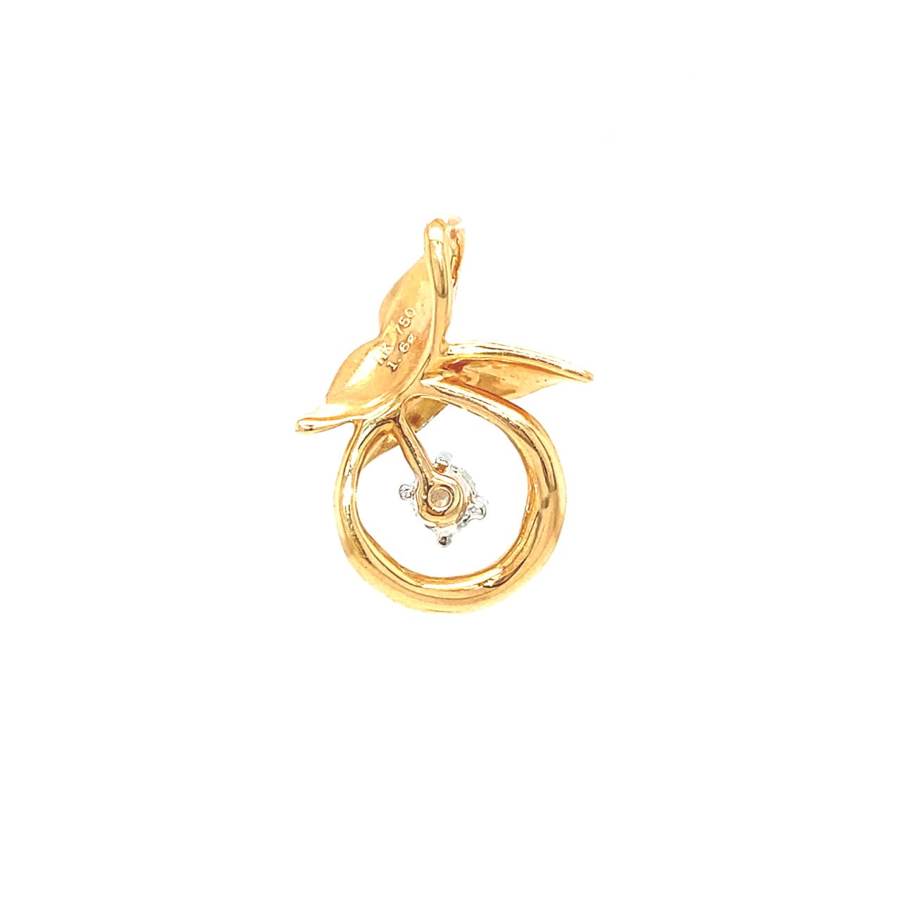 18K Rose Gold Butterfly Round Diamond Charms Pendant