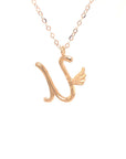 18K Rose Gold Stylish Wings Alphabet X Full Diamond Necklace