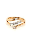 18K Rose Gold Triple River Baguette Flow Diamond Ring