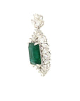 18K White Gold Emerald Diamond Pendant