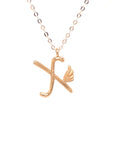18K Rose Gold Stylish Wings Alphabet X Full Diamond Necklace