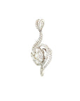 18K White Gold Slim Shape Cluster Flower Diamond Pendant