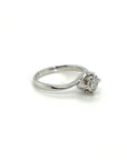 18K White Gold Plain Twist Illusion Top Diamond Ring