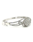 18K White Gold Max Flower Large Lotus Cluster Diamond Bangle