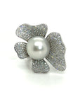 18K White Gold Pearl Diamond Ring