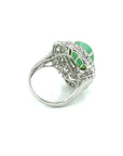 18K White Gold Flower Jade Egg Diamond Ring