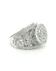 18K White Gold Gamma Thick Side Lotus Cluster Top Diamond Ring
