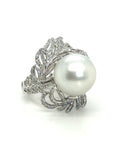 18K White Gold Pearl Diamond Ring