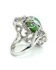 18K White Gold Lace Flower Jade Egg Diamond Ring