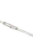 18K White Gold Double Chain Heart Pin DIamond Bracelet