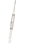 18K White Gold Double Chain Heart Pin DIamond Bracelet