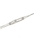 18K White Gold Double Chain Heart Pin DIamond Bracelet