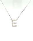 18K White Gold Classic Alphabet E Full Diamond Necklace
