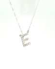 18K White Gold Classic Alphabet E Full Diamond Necklace