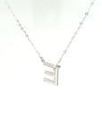 18K White Gold Classic Alphabet E Full Diamond Necklace