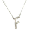 18K White Gold Classic Alphabet F Full Diamond Necklace