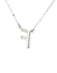 18K White Gold Classic Alphabet F Full Diamond Necklace