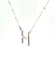 18K White Gold Classic Alphabet H Full Diamond Necklace