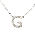 18K White Gold Classic Alphabet G Full Diamond Necklace