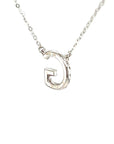 18K White Gold Classic Alphabet G Full Diamond Necklace