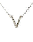 18K White Gold Classic Alphabet V Full Diamond Necklace