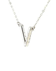 18K White Gold Classic Alphabet V Full Diamond Necklace