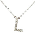 18K White Gold Classic Alphabet L Full Diamond Necklace