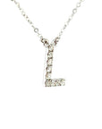 18K White Gold Classic Alphabet L Full Diamond Necklace