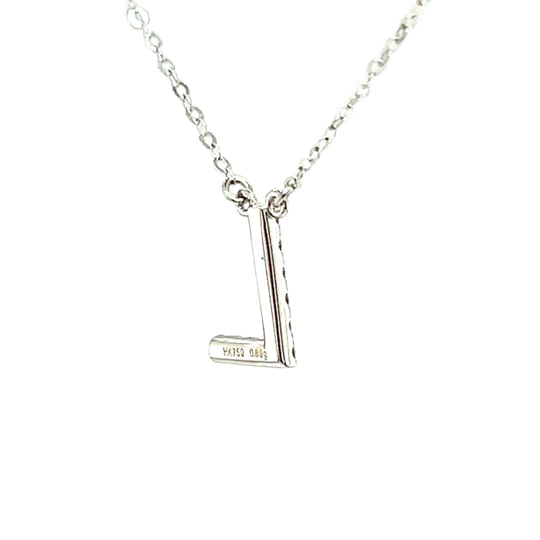 18K White Gold Classic Alphabet L Full Diamond Necklace