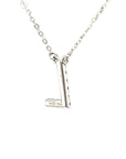18K White Gold Classic Alphabet L Full Diamond Necklace