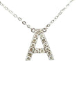 18K White Gold Classic Alphabet A Full Diamond Necklace