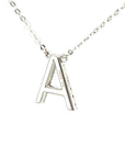 18K White Gold Classic Alphabet A Full Diamond Necklace