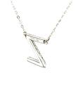 18K White Gold Classic Alphabet Z Full Diamond Necklace
