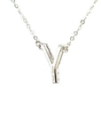18K White Gold Classic Alphabet Y Full Diamond Necklace