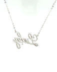 18K White Gold Scribbled Font Lucky Full Diamond Necklace