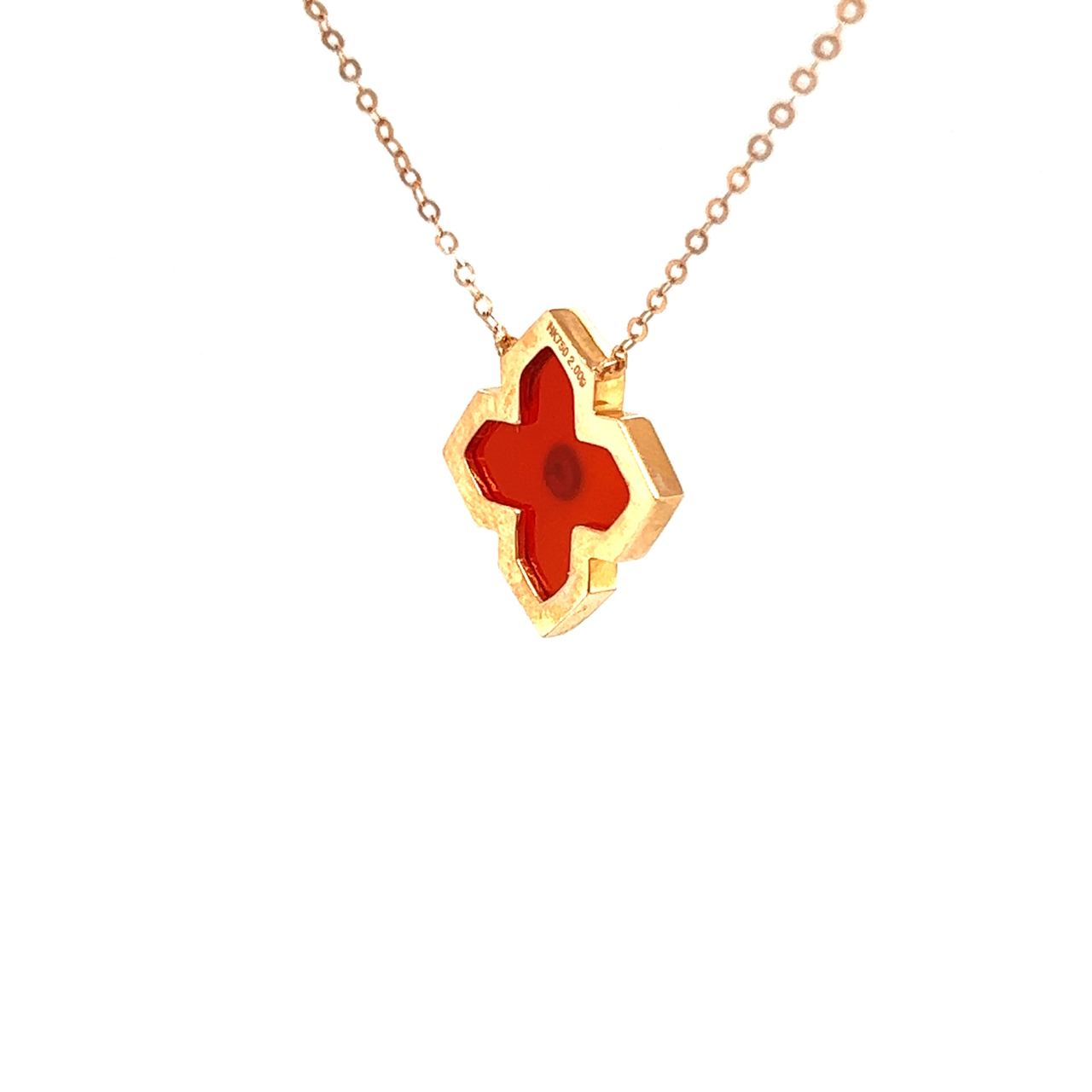 18K Rose Gold Angle Flower Agate Diamond Charms Pendant