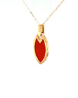 18K Rose Gold Leave Agate Diamond Necklace
