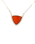 18K Rose Gold Shield Agate Diamond Necklace