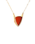 18K Rose Gold Shield Agate Diamond Necklace
