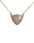 18K Rose Gold Shield Mother of Pearl Diamond Necklace