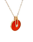 18K Rose Gold Pin Round Agate Diamond Necklace