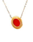 18K Rose Gold Flat Love Round Agate Diamond Necklace