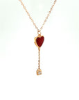 18K Rose Gold Heart Air Ballon Agate Diamond Necklace