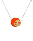 18K Rose Gold Moving Round Lucky AgateDiamond Necklace